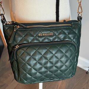 Limited edition MZ Wallace Dark Green Quilted Leather Crossbody Bag